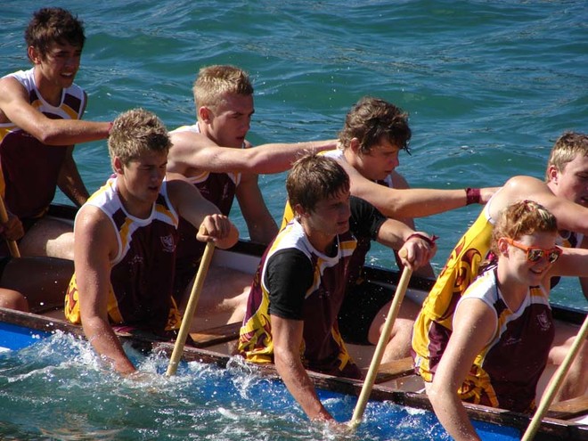 Racers in the school team heats of the NZCT Dragon Boat Festival in Wellington harbour waterfront on Sunday. - NZCT Dragon Boat Festival, Wellington © Genevieve Howard