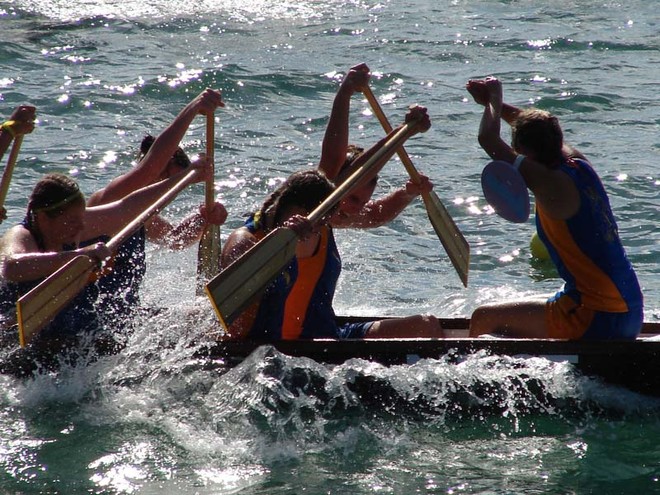 Racers in the school team heats of the NZCT Dragon Boat Festival in Wellington harbour waterfront on Sunday. - NZCT Dragon Boat Festival, Wellington © Genevieve Howard