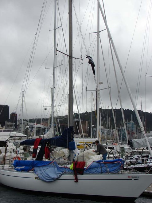 Competitors in the SSANZ Round the North Island race spent Tuesday preparing their yachts ahead of the start of the third leg tomorrow. The yachts are moored in Wellington’s Oriental Bay. - SSANZ Round the North Island © Genevieve Howard