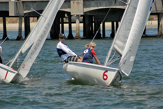 Charlie Buckingham and crew Ashley Phillips of Georgetown University accelerate their boat in the Eastern fleet - ICSA Coed National Eastern and Western Semifinal Championships © Glennon Stratton http://ww.GTSphotos.com