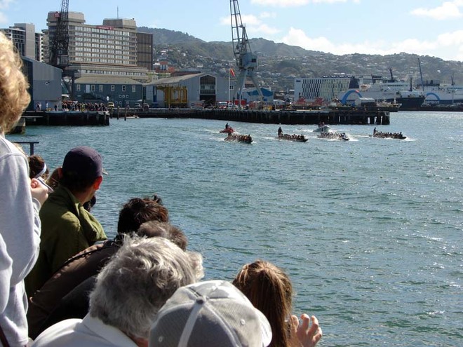 Racers in the school team heats of the NZCT Dragon Boat Festival in Wellington harbour waterfront on Sunday. - NZCT Dragon Boat Festival, Wellington © Genevieve Howard