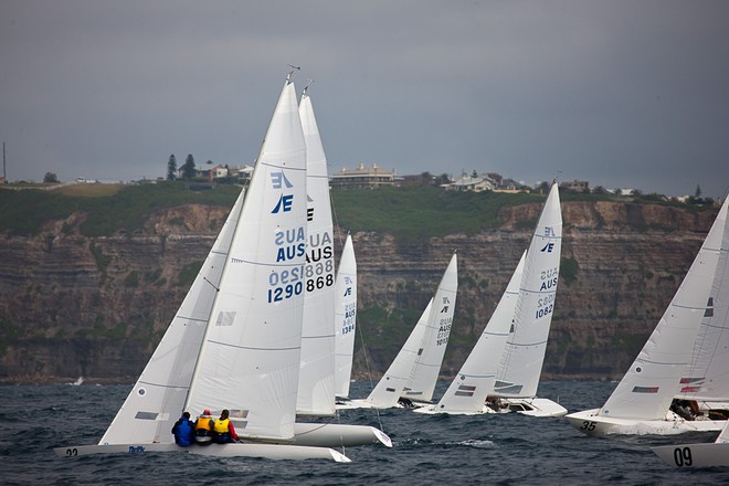 The fleet progresses uphill past Newcastle. - 2011 Thrifty Etchells NSW State Championships © Kylie Wilson Positive Image - copyright http://www.positiveimage.com.au/etchells