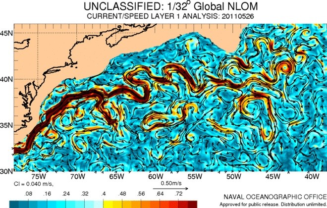 The Gulf Stream meandering currents on May 26, 2011 © SW