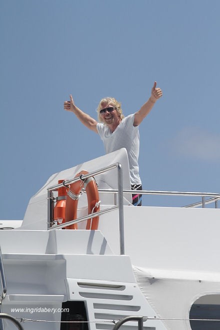 Sir Richard Branson racing his 105ft catamaran Neckar Belle at the BVI Spring regatta © Ingrid Abery http://www.ingridabery.com