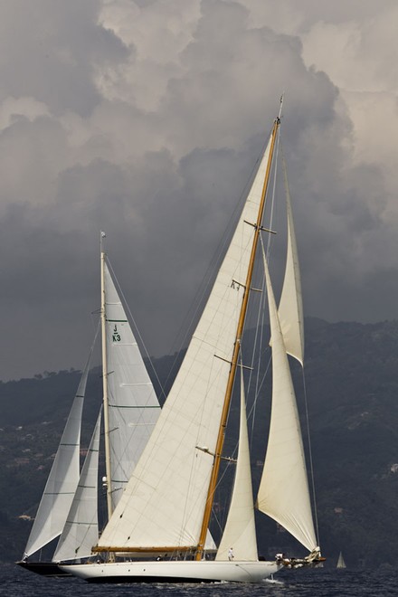 CAMBRIA, Sail n: K-4, Class: J CLASS, Owner: CAMBRIA YACHTS<br />
SHAMROCK V, Sail n: JK3, Class: J CLASS, Owner: SHAMROCK V Ltd - Portofino Rolex Trophy 2011 ©  Rolex / Carlo Borlenghi http://www.carloborlenghi.net