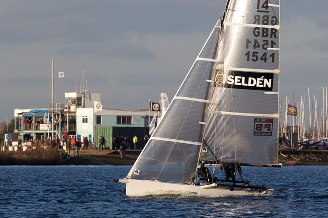 ENGLAND, London, Queen Mary Sailing Club. 8th January 2011. Bloody Mary pursuit race. Roger Gilbert and Ben McGrane winners of the 2011 Bloody Mary. © Ian Roman http://www.ianroman.com
