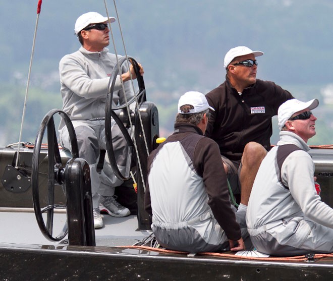 Steve Howe and Russell Coutts onboard Oracle Racing - RC44 Austria Cup © Nico Martinez http://www.nicomartinez.com