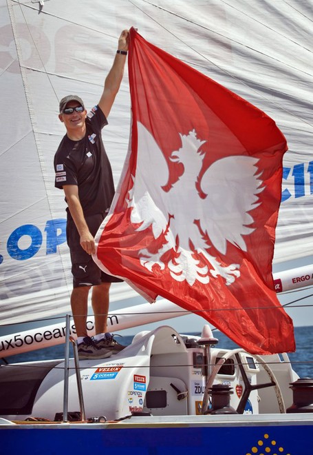 Gutek secures his 2nd place overall, on the final leg of the Velux 5 Oceans,Ocean Sprint 5, arriving into La Rochelle, France today. © Ainhoa Sanchez/Velux 5 Oceans