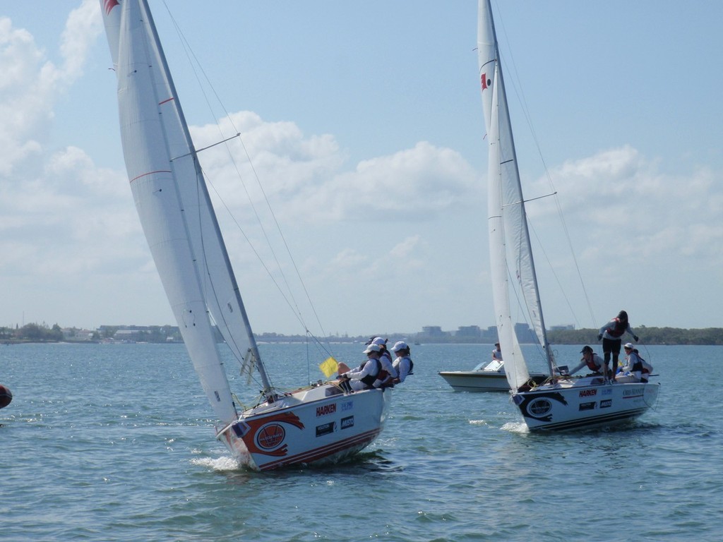 SYC women’s teams at top mark rounding - day two - Australian Match Racing Championships 2011 © Shane Smith