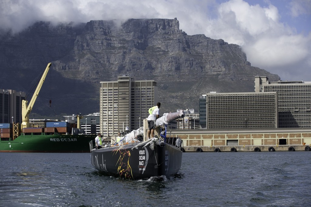 Abu Dhabi Ocean Racing arrives on a ship in Cape Town, after retiring from leg 1. (Photo Credit Must Read: PAUL TODD/Volvo Ocean Race) photo copyright Paul Todd/Volvo Ocean Race http://www.volvooceanrace.com taken at  and featuring the  class