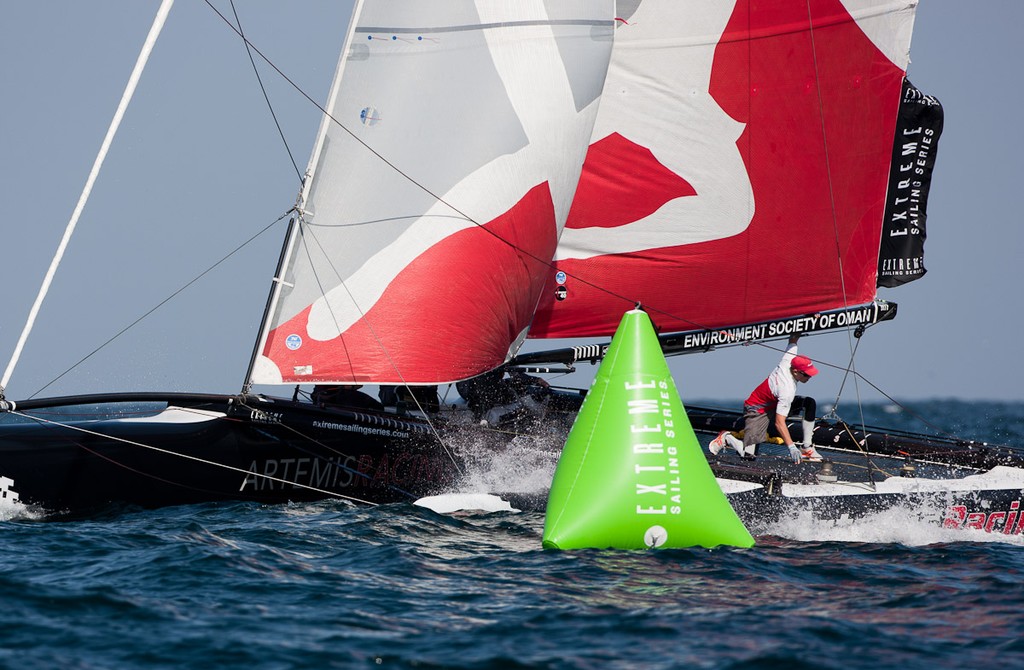 Practice day, 19th of February. Extreme Sailing Series, Act 1, Muscat, Oman (22 - 24 February 2011) © Sander van der Borch / Artemis Racing http://www.sandervanderborch.com
