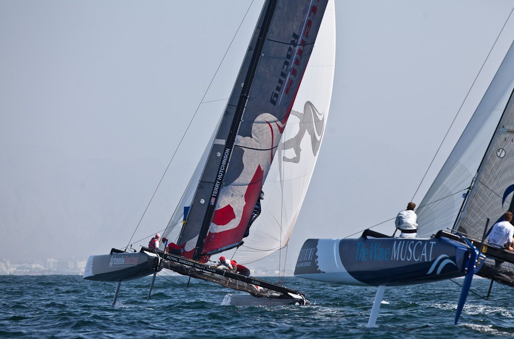 Practice day, 19th of February. Extreme Sailing Series, Act 1, Muscat, Oman (22 - 24 February 2011)  © Sander van der Borch / Artemis Racing http://www.sandervanderborch.com