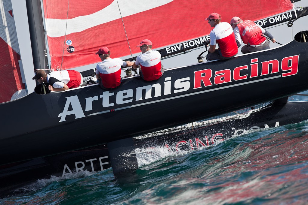 Practice day, 19th of February. Extreme Sailing Series, Act 1, Muscat, Oman (22 - 24 February 2011)  © Sander van der Borch / Artemis Racing http://www.sandervanderborch.com