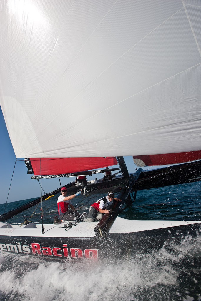 Practice day, 19th of February. Extreme Sailing Series, Act 1, Muscat, Oman (22 - 24 February 2011)  © Sander van der Borch / Artemis Racing http://www.sandervanderborch.com