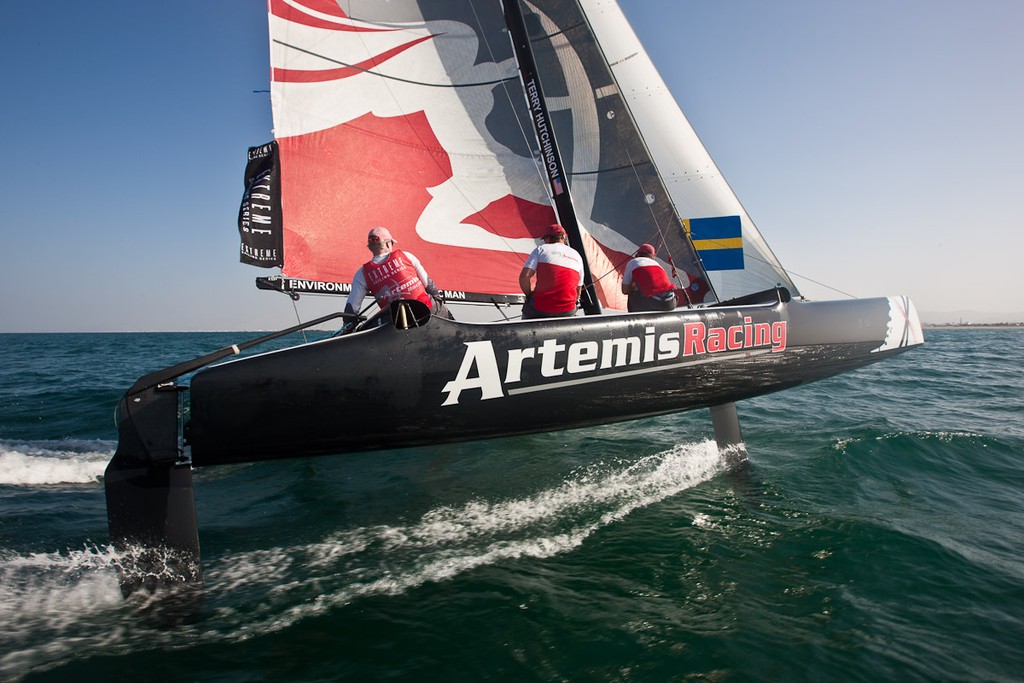 Practice day, 19th of February. Extreme Sailing Series, Act 1, Muscat, Oman (22 - 24 February 2011) © Sander van der Borch / Artemis Racing http://www.sandervanderborch.com