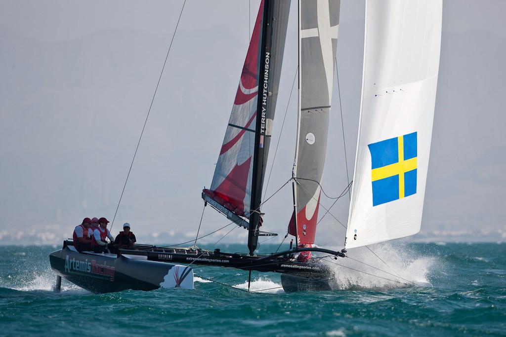 Second day of Racing, 21st of February. Extreme Sailing Series, Act 1, Muscat, Oman (20 - 24 February 2011)  © Sander van der Borch / Artemis Racing http://www.sandervanderborch.com