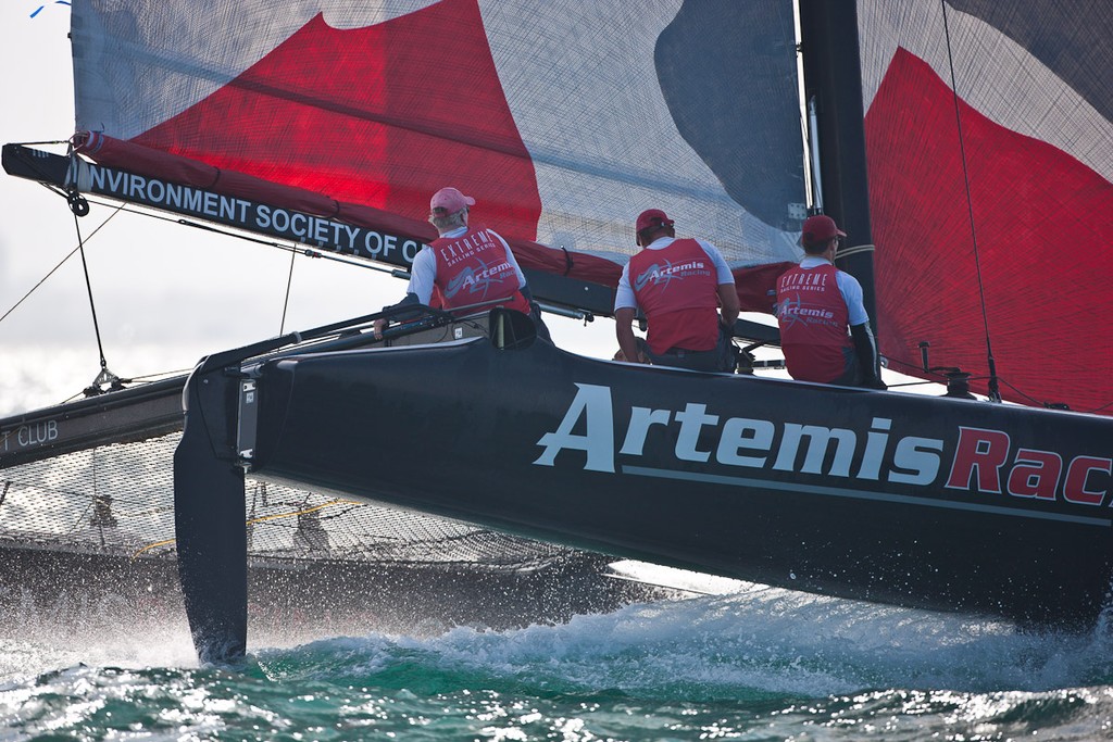 Second day of Racing, 21st of February. Extreme Sailing Series, Act 1, Muscat, Oman (20 - 24 February 2011)  © Sander van der Borch / Artemis Racing http://www.sandervanderborch.com