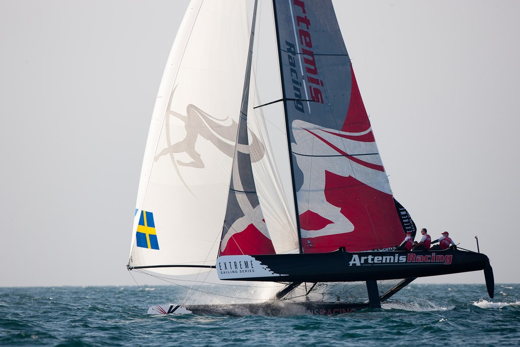 Second day of Racing, 21st of February. Extreme Sailing Series, Act 1, Muscat, Oman (20 - 24 February 2011)  © Sander van der Borch / Artemis Racing http://www.sandervanderborch.com