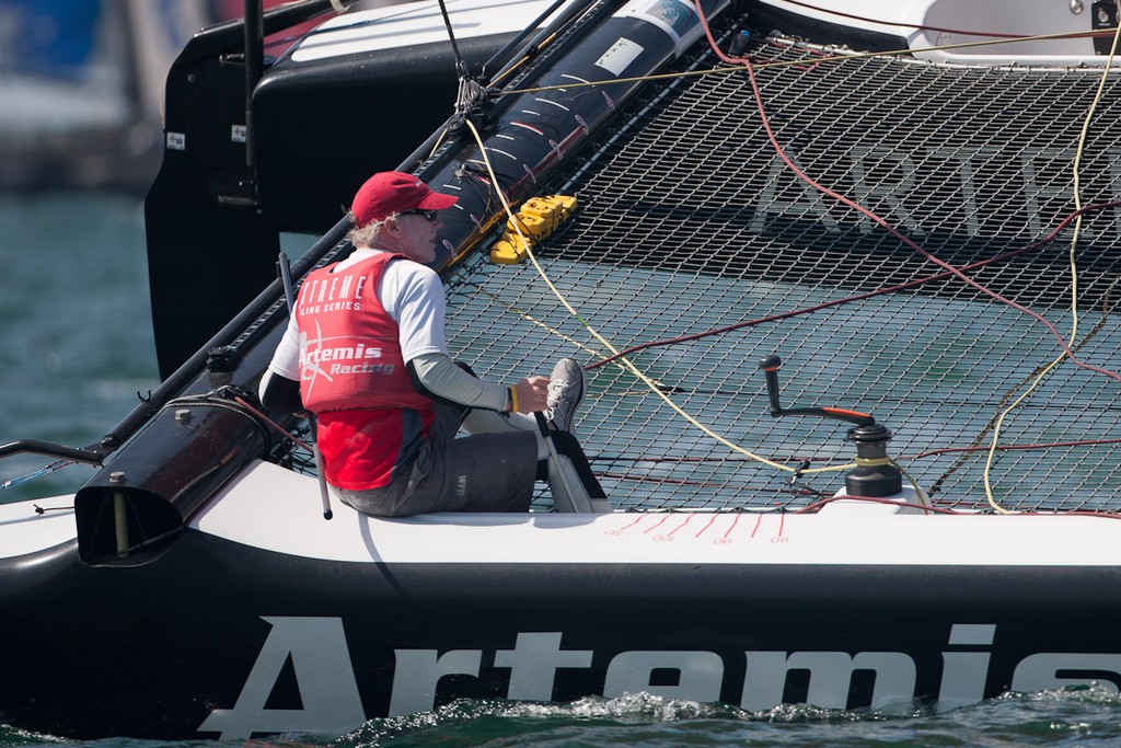 Terry Hutchinson, helmsman of Artemis Racing. 23rd of February, Day 4 of the Extreme Sailing Series, Act 1, Muscat, Oman (20 - 24 February 2011) © Sander van der Borch / Artemis Racing http://www.sandervanderborch.com