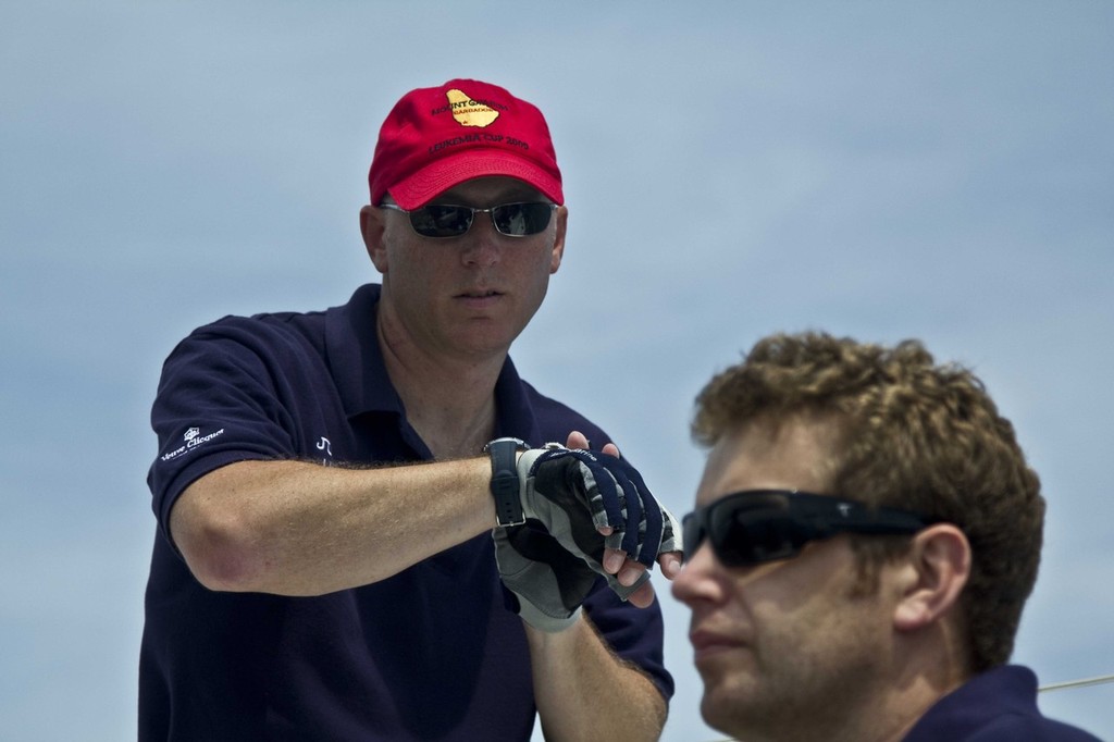 Eric Schoefernacker checks the time until the start - 103rd Race to Mackinac photo copyright Sean Palizza taken at  and featuring the  class