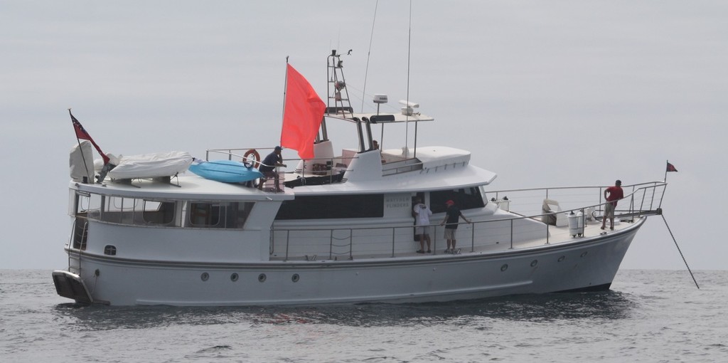 'Matthew Flinders', the radio relay vessel and start boat on station off Coffs Harbour. - 30th Pittwater & Coffs Harbour Offshore Series photo copyright Damian Devine taken at  and featuring the  class