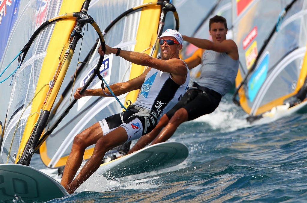 Tom Ashley leading the pack upwind at at the World Championships - Perth 2011 ISAF Sailing World Championships © Ocean Images