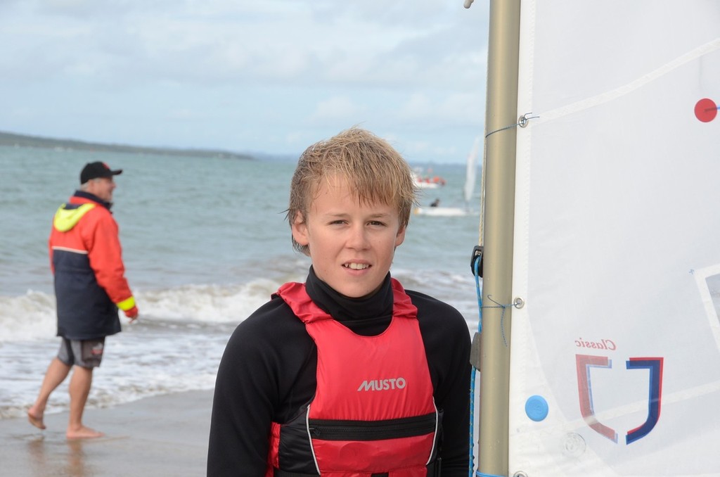 Isaac McHardie after racing on day 4. - 2011 Toyota Optimist NZ Nationals, Wakatere Boating Club photo copyright Christine Hansen taken at  and featuring the  class