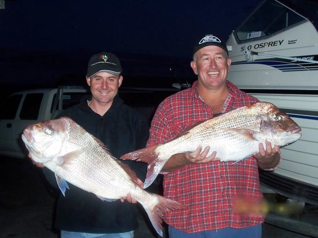 Two local anglers with Bridport snapper - Tasmanian Snapper Fishing © Carl Hyland