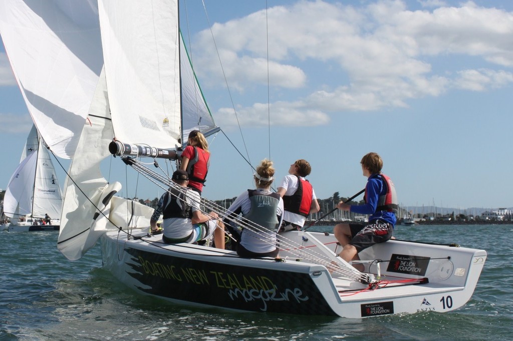 Canterbury Combined Schools team with YTP member Danielle Bowater as onboard coach - 2011 RNZYS HARKEN Schools Regatta © RNZYS Media Tucker