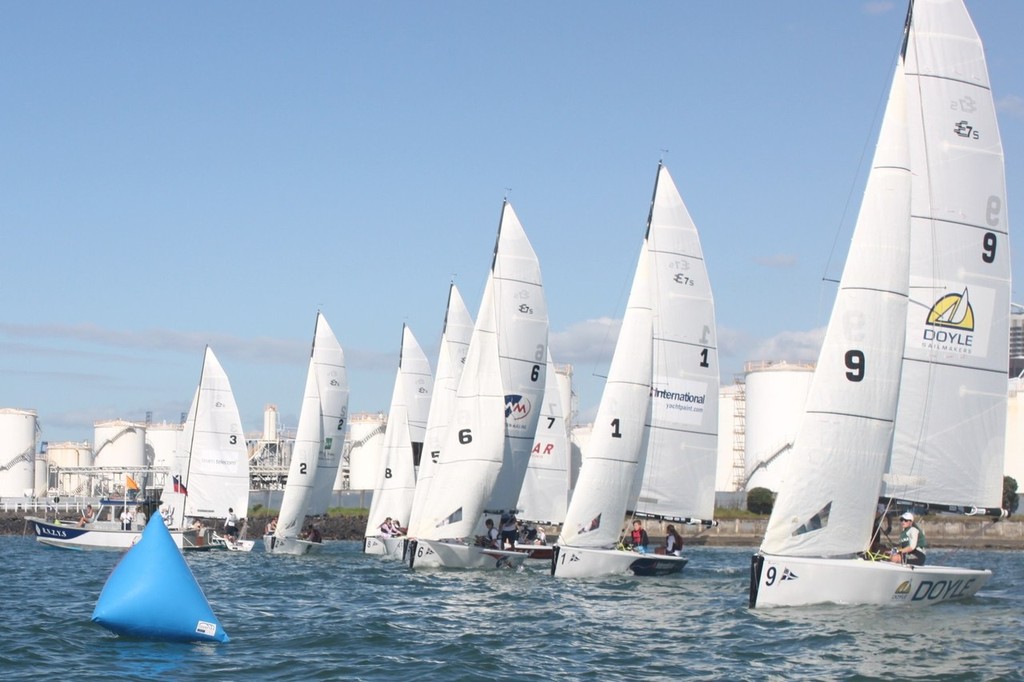 The fleet starting just off the tank farm - 2011 RNZYS HARKEN Schools Regatta © RNZYS Media Tucker
