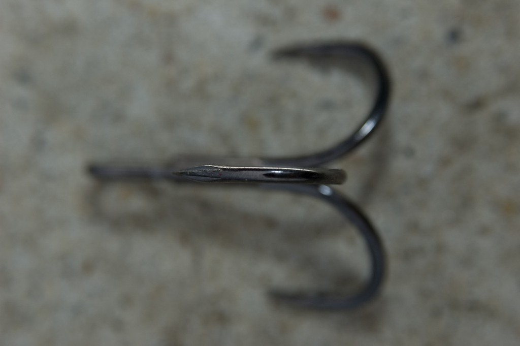 Even on treble hooks, the cutting point can be found to increase hook-up success. - Hooks, The Definitive Point © Jarrod Day