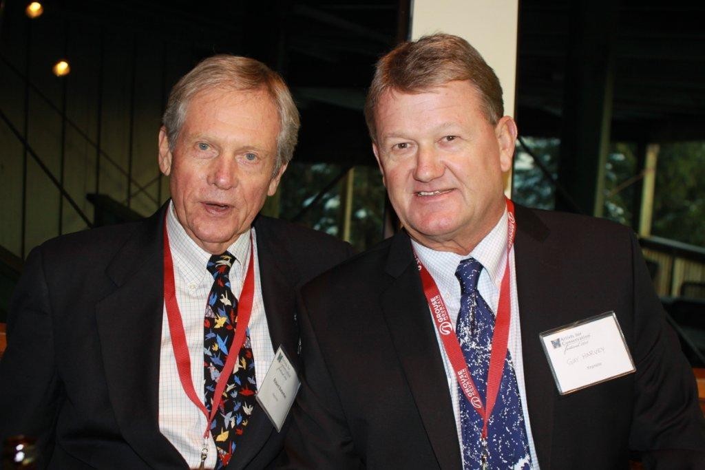 Featured artist and first recipient of the Simon Combes Award, Robert Bateman with Guy Harvey - Artists for Conservation Exhibition in Vancouver  © John Bell