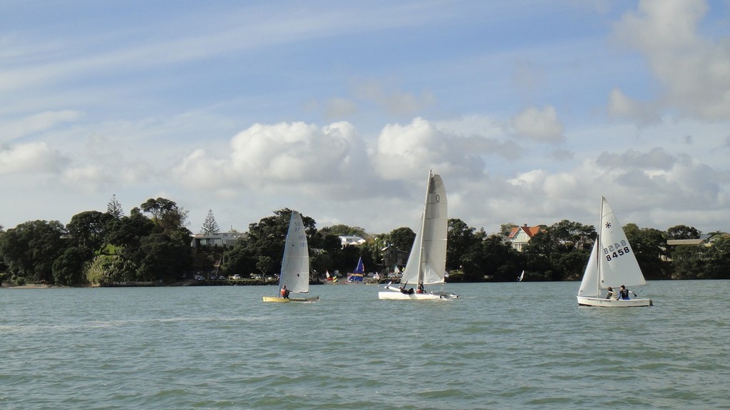 3.7 Chris Mitchell, Nacra and Ian Dobson, Hobie 16 Peter Rhodes in background - PCSC Autumn Series Day #1 © David Budgett