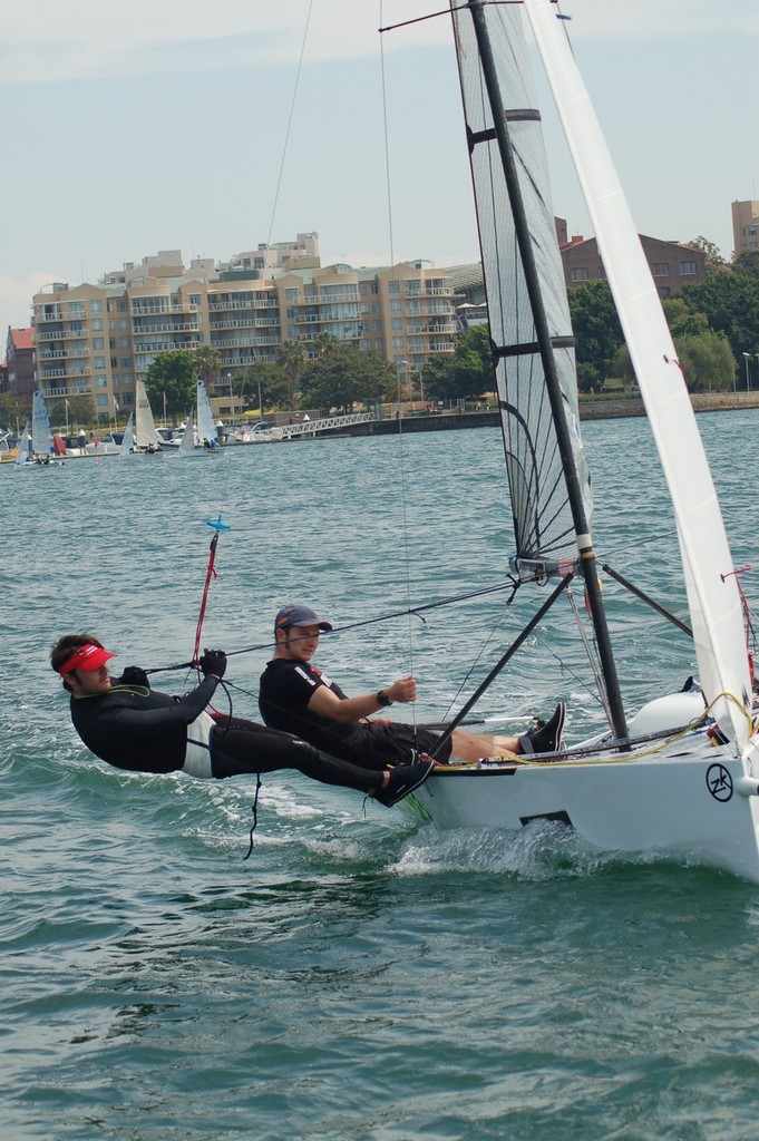 Ryan Clifton-Smith and Tom Drury were the early leaders in Race Three - 2011-12 Cherub NSW State Championships Round One © David Stephenson