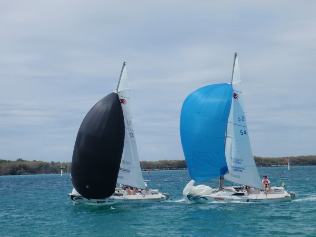 Hansen vs Sherring on Day two - Australian Match Racing Championships 2011 © Shane Smith