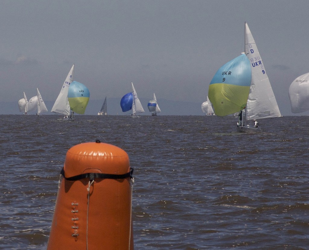 Looking all the way down Port Phillip to the Mornington Peninsula. - Dragon Worlds &copy;  John Curnow