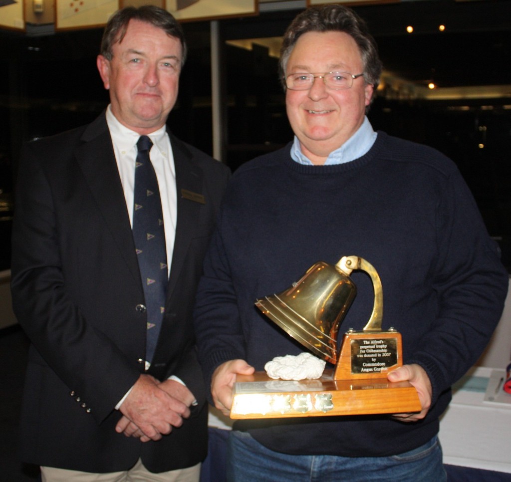 Commodore Russell Murphy left presents the 2011 RPAYC Clubmanship of the Year Award to Peter Bennett - photo by Chris Stone - RPAYC AGM photo copyright Chris Stone taken at  and featuring the  class