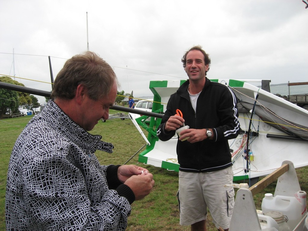 Part of the job: small repairs after racing - 2011 Sanders Cup photo copyright Antje Muller taken at  and featuring the  class