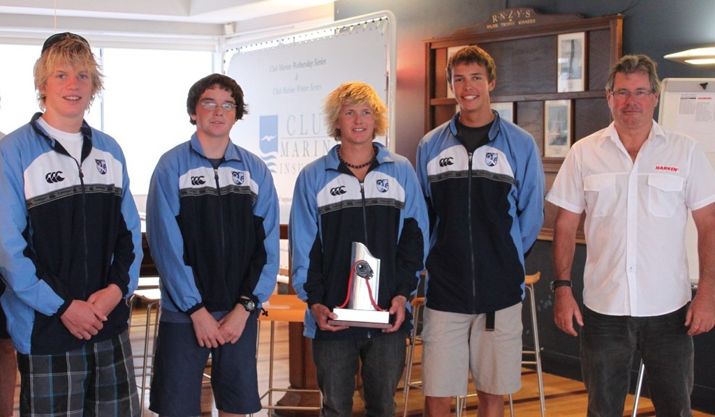 HARKEN NZ General Manager, Garry Lock presents the voucher to the winners Kerikeri High School - 2011 RNZYS HARKEN Schools Regatta © RNZYS Media