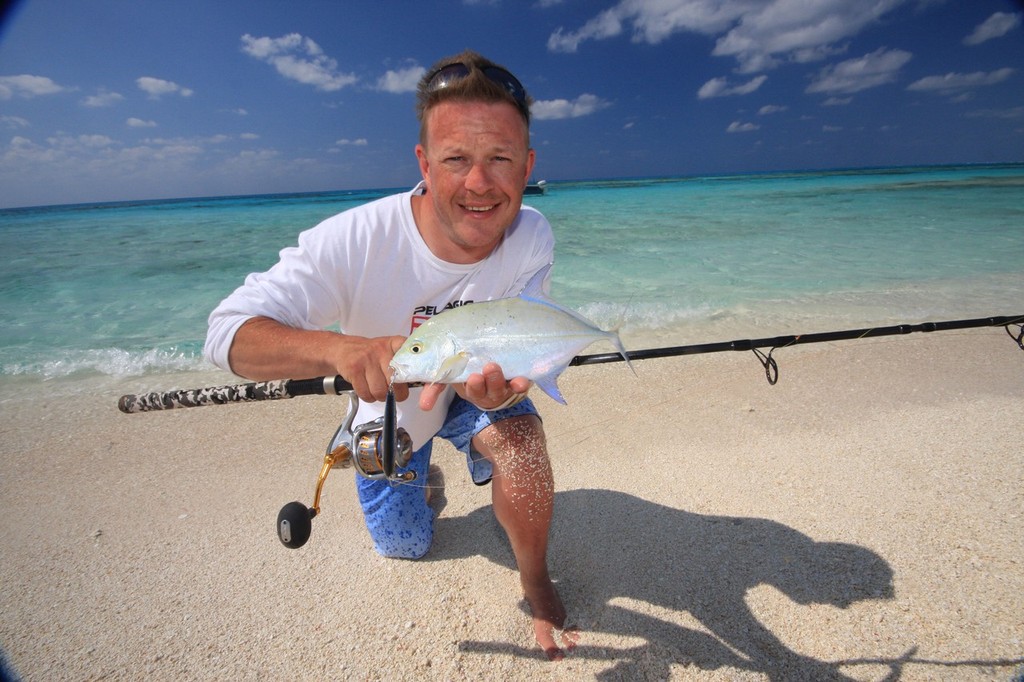 Fish on tap, while the boys re-fueled, the author couldn't resist a cast into the shallows. photo copyright Jarrod Day taken at  and featuring the  class