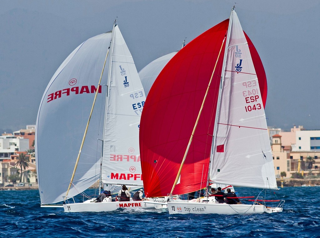 J/80s sailing down to mark off Palma Mallorca waterfront- photo credit- Nico Martinez - J/80 Copa de Espana © Chapifoto.com Mariafoto.com