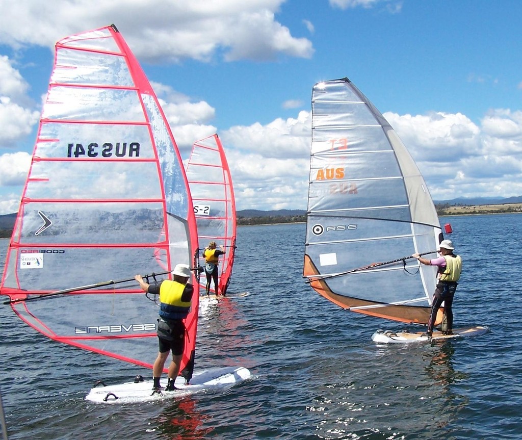 Windsurfers josle at start line - James Boag Blockbuster Weekend photo copyright John Hepher taken at  and featuring the  class