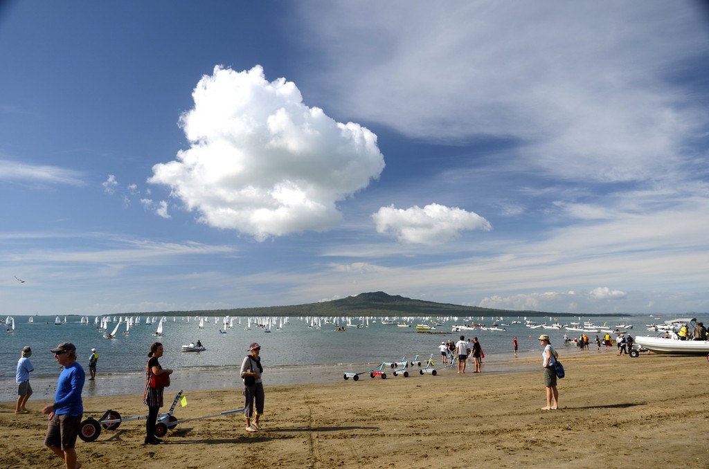 The boats take the water in marginal conditions - 2011 Toyota Optimist Nationals, Wakatere, Day 1 © Christine Hansen