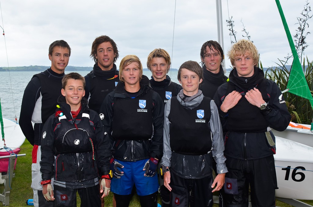 Kerikeri Team, O'Shea Butler, Shae Donahoe, James Ayr, Klaus Ohlendorf, Alex Bryning, Matt Bindon, Harris Bindon, Sam Brierley - Secondary School Team Sailing Nationals © Darryl Torckler