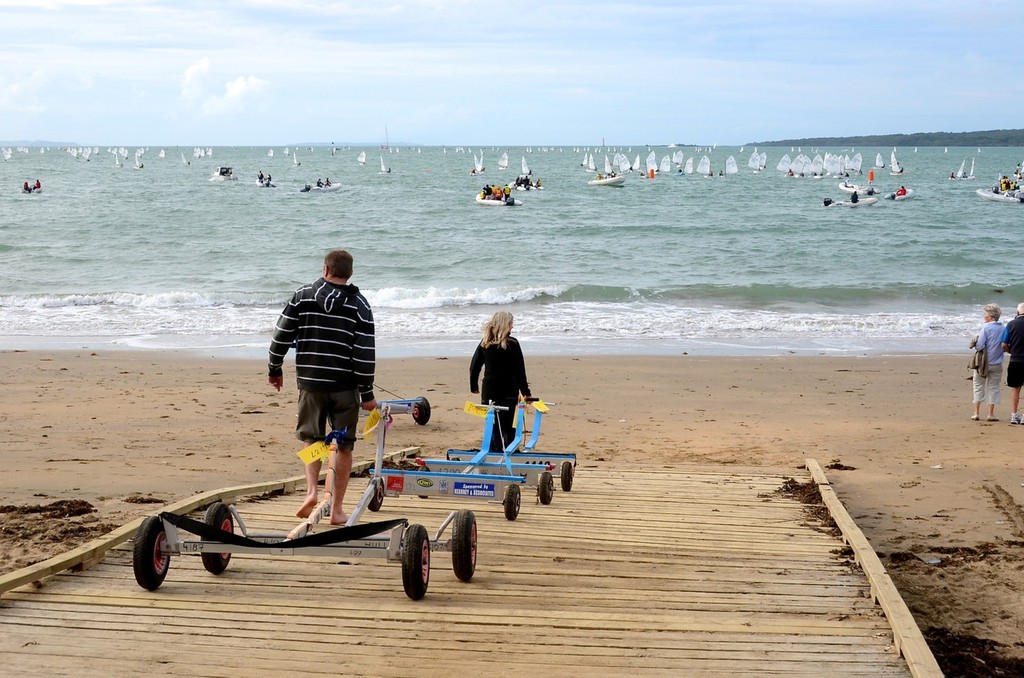 The Open fleet course is just off Narrow Neck Beach in the north easterly winds. - 2011 Toyota Optimist NZ Nationals, Wakatere Boating Club © Christine Hansen