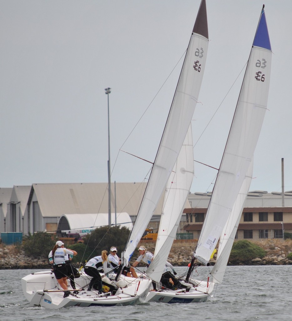 Nicky Souter (AUS) leads Oliva Price (AUS) - ISAF Sailing World's Elliott 6m photo copyright Elliott 6m Sailing taken at  and featuring the  class