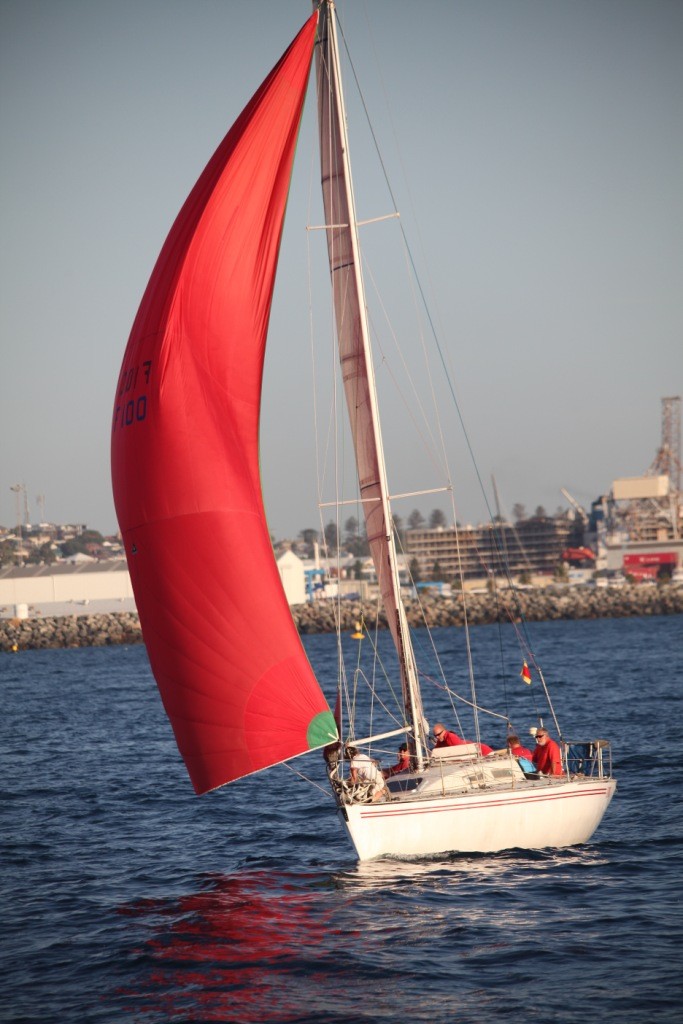 Vintage red.  Bill Burbidge and his trusty IOR Farr 36 Le Truck are completing their 26th consecutive offshore season- and they are still accumulating trophies. photo copyright Bernie Kaaks - copyright taken at  and featuring the  class