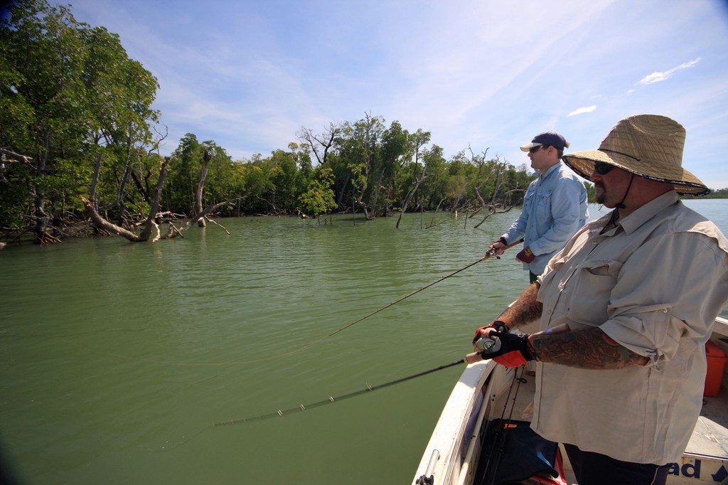 The boys casting to the snags in search of Barramundi. © Jarrod Day