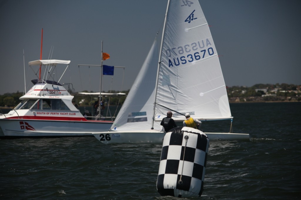Graeme Lillingstone and Ed Repsevicius cross the finish line to take the gun today. - Flying Fifteen 50 th Anniversary Nationals © Bernie Kaaks - copyright