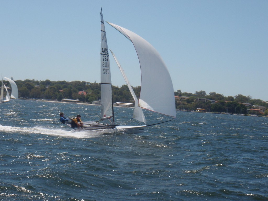 Guy Bancroft and David Grace sailing Onemoreforthebone - B14 National Championships 2011-12 © Adrian Beswick